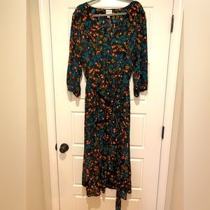 Floral faux wrap high low dress. Size 2x